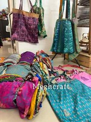 Recycled Silk Sari Shopping Bags Reusable Carry Bags Tote bags – 50 Pcs Lot