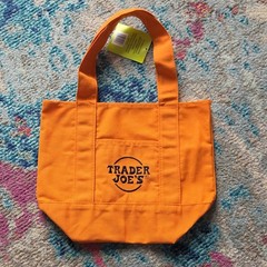 Trader Joe’s Orange Canvas Foldable Tote Bag Solid Plain Shopping