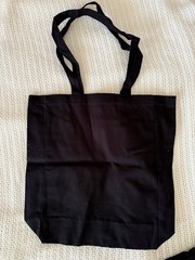 phantom.land Large Black Canvas Tote Bag Graphic Print 16x12x16 Flat Bottom, 4”