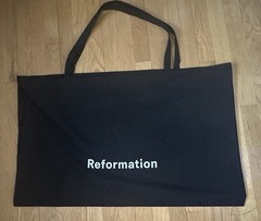 NEW Reformation Black Canvas Tote Bag Large Cotton Reusable Shopping 31.5”x19”