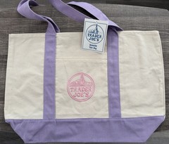LIMITED EDITON Trader Joe’s Pastel Canvas Tote Bag Large- Beige & Purple