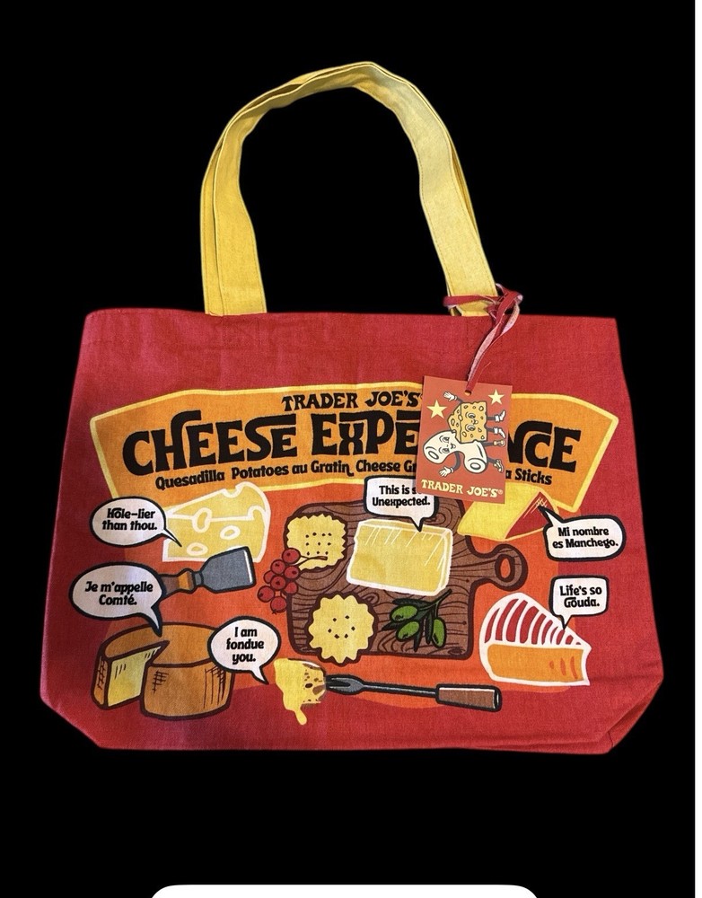 TRADER JOE’S Canvas Reusable Shopping Tote Bag “Cheese Experience”🧀 NEW