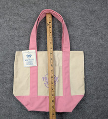 Trader Joes Mini Pastel Canvas Tote Bag Pink Reusable Groceries Novelty Boat