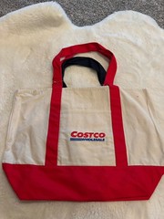 Costco Canvas Tote Bags 2-Pack Large Red & Mini Blue Asia Limited Edition NWT