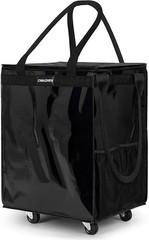 Rolling Shopping Tote Medium Black Foldable 76lb Capacity