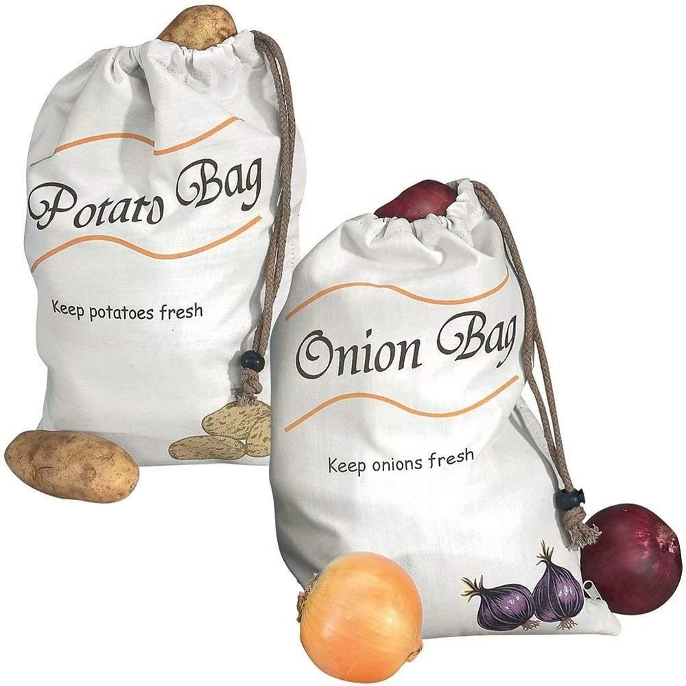 Potato & Onion Sprout-Free Vegetable Storage Bags – White