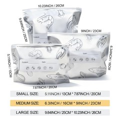 Reusable Aluminum Foil Storage Bags,Vacuum Zipper 3 SIZE / 30 PCS, 30PCS