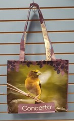 Blue Seal Bird Purple Tote Reusable, Upcycled, Recycled, Repurposed (Feed Bags)