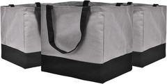 3 Pack Canvas Reusable Grocery Bags Heavy Duty, 8.3 Gal Foldable Large Tote Bag