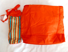 Orange Large Insulated Shopping Travel Bag Zip 13″x13″x6″W/Bottle Bag Zip-2/pc