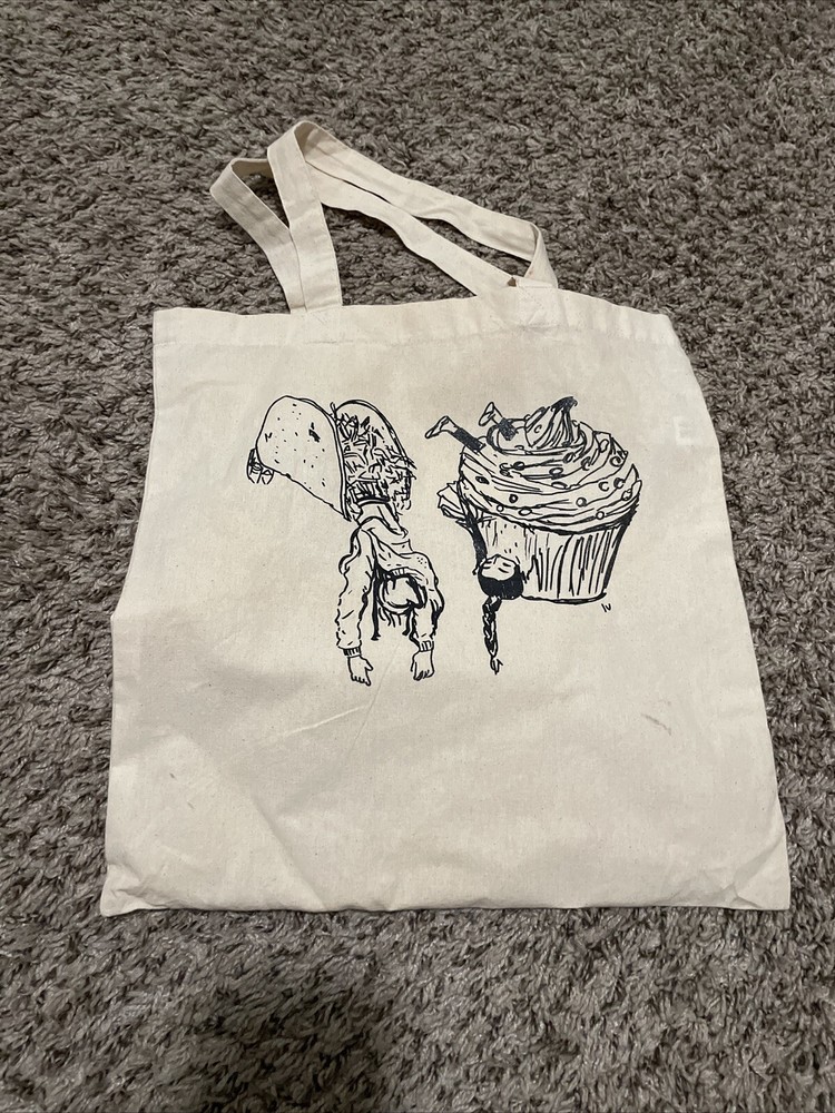 Women’s Reusable Canvas Tote Bag for Grocery Cute Shopping – “Food Fun” Graphic
