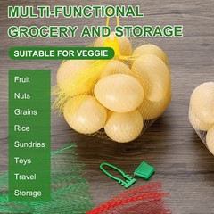 50pcs Mesh Reusable Produce Mesh Bags with Loop-Style Closures, 24 Inch White