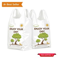 Sturdy White T-Shirt Bags – 150PCS Eco-Friendly Grocery Bags with Loop Handles