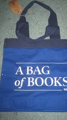 Barnes & Noble A Bag of Books Blue Cream Organic Cotton Tote with Pockets