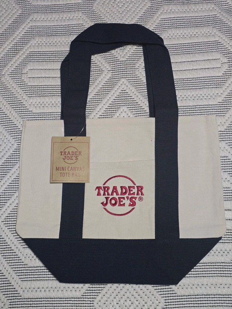 Trader Joe’s – Mini Canvas Tote Bag – Blue Holiday 2025 -Limited Edition