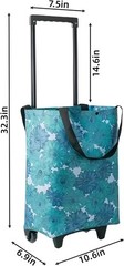 Portable Shopping Cart Foldable W/ Wheels,Folding Shopping Cart Tote Bag Trolley