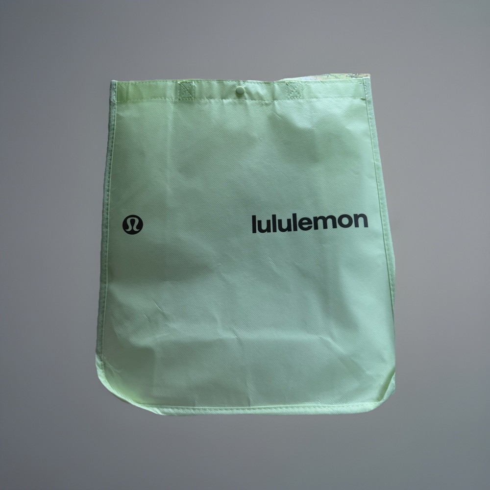 Lululemon Large Neon Green Logo Reusable Shopping Bag New