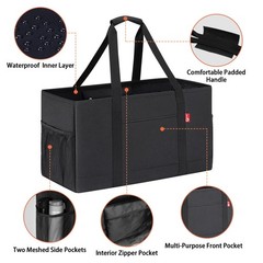 Extra Large Utility Tote Bag Foldable Reusable Grocery Bags with Metal Wire F…