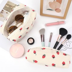 EIMMBD Makeup Bag 3 Pieces Large Capacity Cosmetic Bags Beige Strawberry