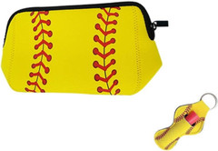 AJLTPA Cosmetic Bag Waterproof Neoprene Zipper Pouch Travel Portable Softball