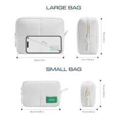 Puffy Waterproof Makeup Bag with Zipper: Compact Travel Small, White