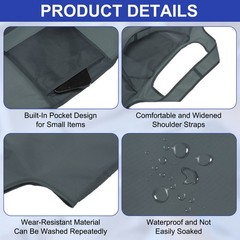 Reusable Grocery Bags Washable Shopping Totes with Handles Gray