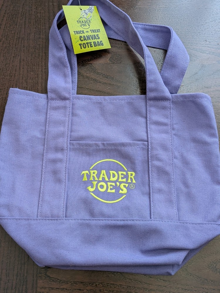 Trader Joe’s Halloween Mini Canvas Reusable Bag: Purple with Green/Yellow Logo