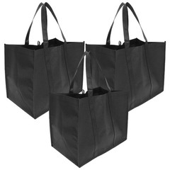 3PCS Non Woven Shopping Bags – Large Blank Fabric Tote – Reusable Grocery Bag,
