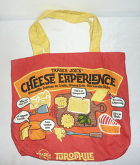 TRADER JOES Canvas Reusable Shopping Tote Bag “Cheese” Red Yellow Market