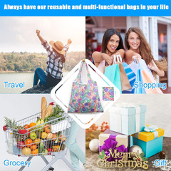 9 Pack Reusable Grocery Bags, Foldable Shopping Bags, Heavy Duty Nylon Bags, Wat