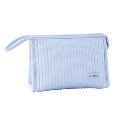 Taysis Small Makeup Bag Simple Cosmetic Pouch, Water Resistant PU Light Blue