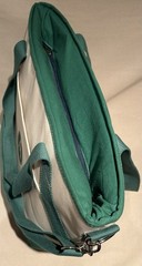 Insulated Cooler Shopping Picnic Tote Bag Green White Canvas W/Crossbody Strap