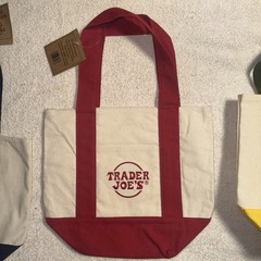 Trader Joe’s Canvas Mini Tote Bag Set of 4 + RARE ORANGE CREW Mini Tote Bag NEW