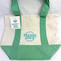 Trader Joe’s Mini Canvas Tote Bag Mint Green Pastel Reusable NEW 2026