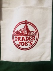 Trader Joe’s Canvas Reusable Tote Bag – Off White & Forest Green – Red Logo
