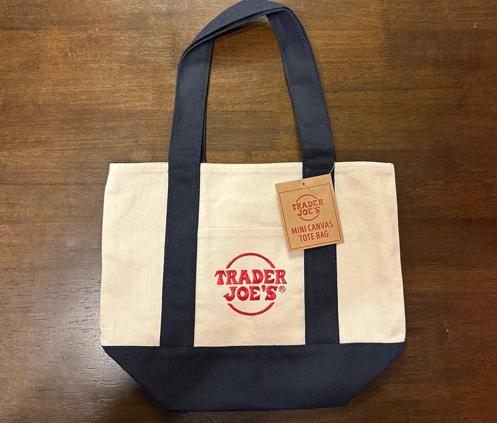 NWT- Trader Joe’s – Holiday 2025 Canvas Mini Tote Bag – Blue