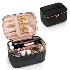 OCHEAL Makeup Bag, Portable Cosmetic Large Capacity Medium, 001_Black