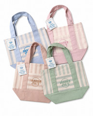 Trader Joe’s Beige Cream Striped Mini Canvas Tote Bag New w Tags Limited School