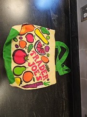Trader Joes Canvas Tote Bag Reusable Fruits Vegetables Colorful
