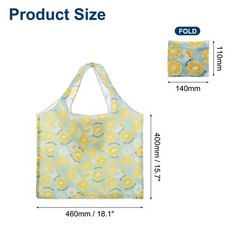Reusable Grocery Bags, 1Pcs Printed Washable Shopping Totes (Lemon)