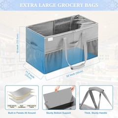 Extra Large Utility Tote Bag 2 Pack Reusable Grocery Bags Heavy Duty Sturdy Stru