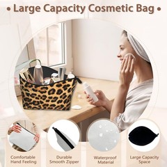 Makeup Bag Brown Leopard Print Cosmetic Bags for Women