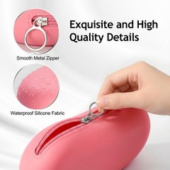 Silicone Makeup Bag for Travel, Zipper Tools Bag, Large Rose pink