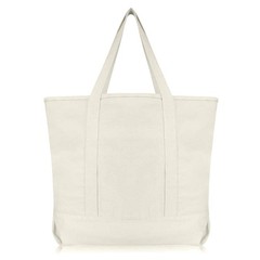 22″ Large Cotton Canvas Zippered Shopping Tote Grocery Bag in Natural