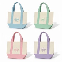 Trader Joe’s Mini Pastel Canvas Tote Bag NWT Blue Green Pink Purple | US Stock