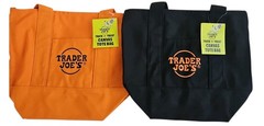 Trader Joe Mini Halloween Canvas Tote Bag 2 Piece Set ORANGE AND BLACK NWT