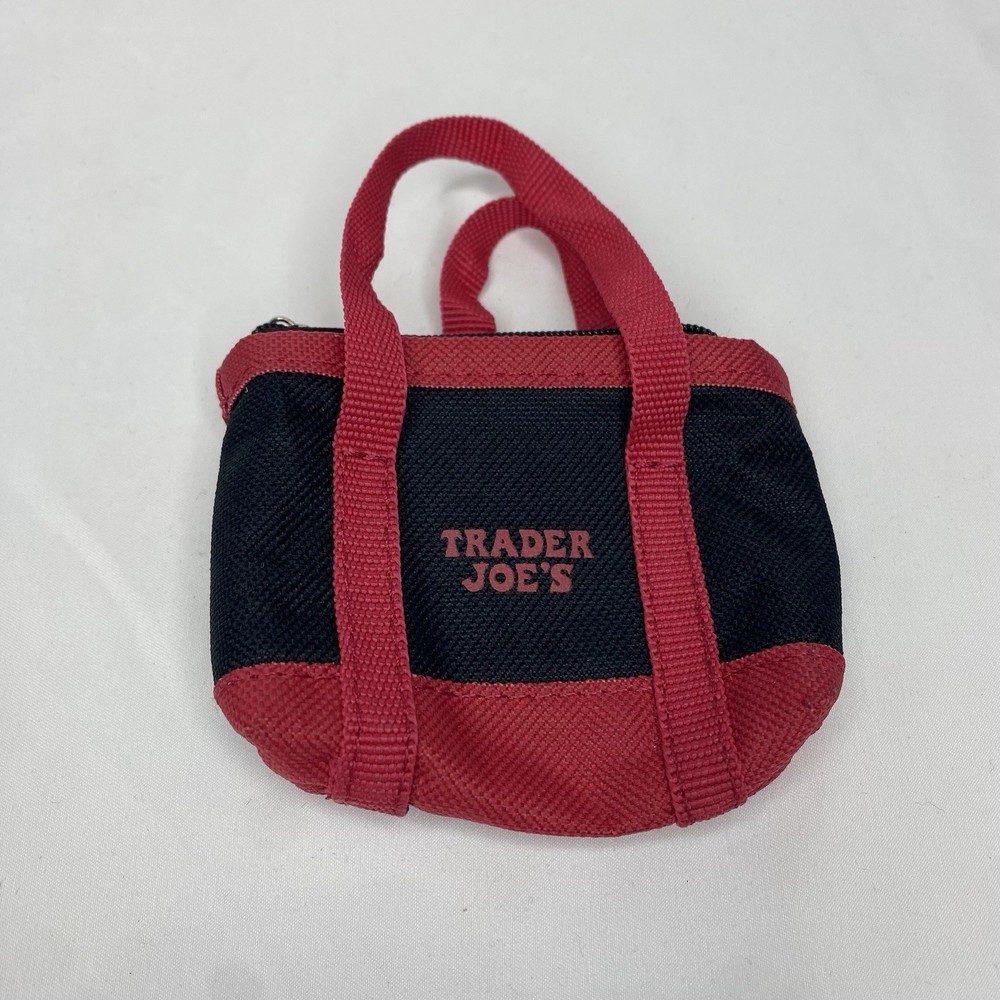SMALL 🔥TRADER JOE’S Red & Black Micro Tote Shopping Mini Grocery Bags Coin Bag
