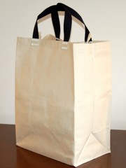Turtlecreek USA 5 PAK Cotton CANVAS GROCERY BAG Shopping Tote Short Navy Handles