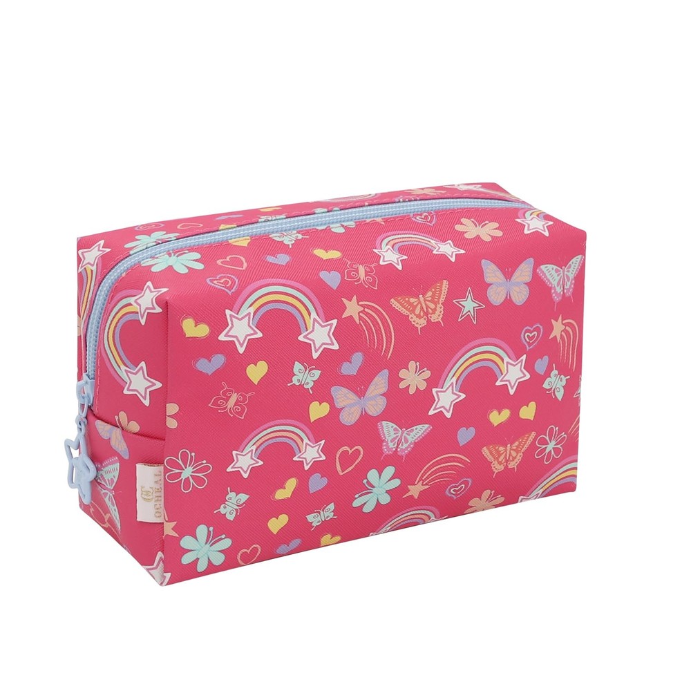onemoky Small Makeup Bag for Girls, Cute Travel Rose Red