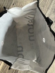 Lululemon Reusable Shopping Bag Logo Black White w/ Snap Closure Med Bag {kk}